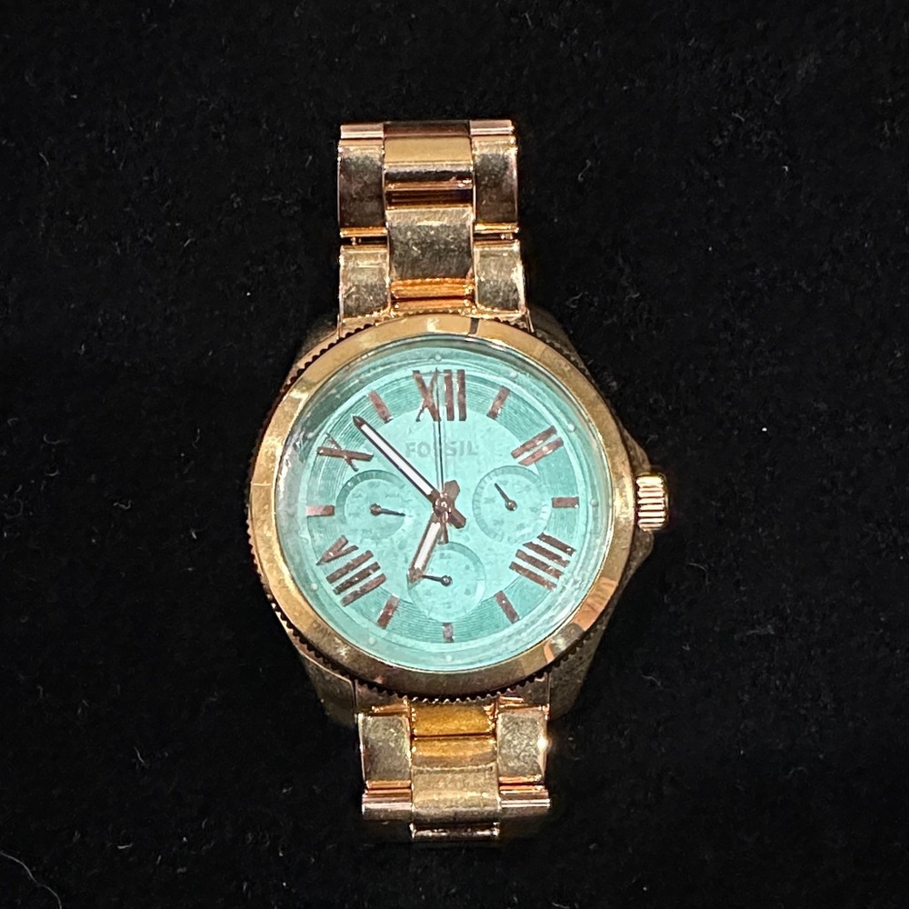 Fossil Gold Watch with Mint Dial
